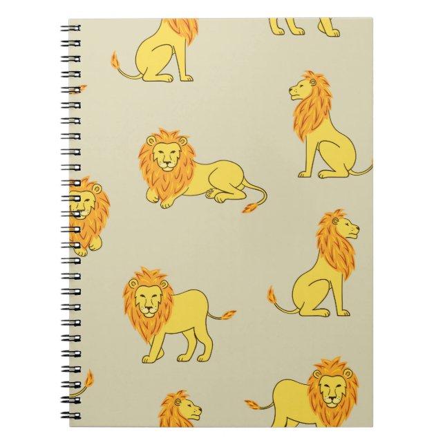 Carnet Lion à main : motif vintage. (Devant)