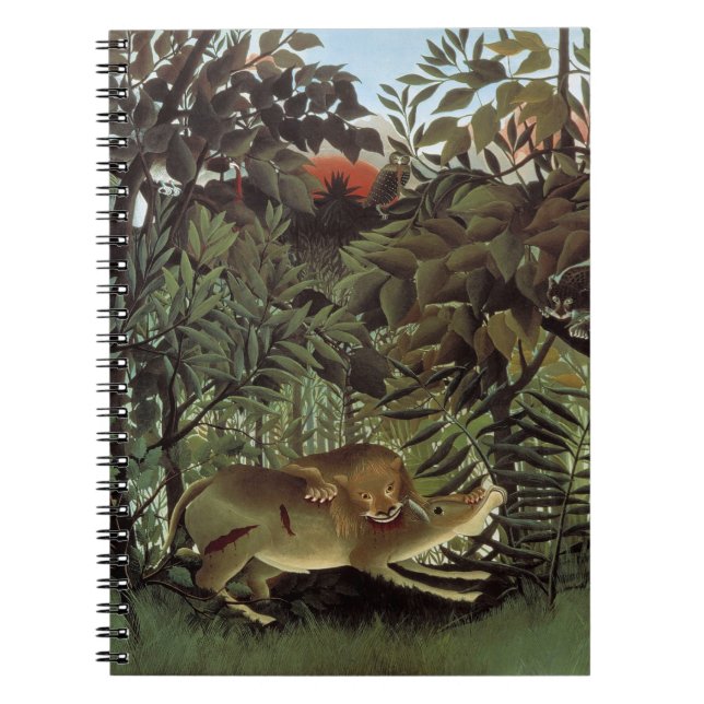 Carnet Lion affamé par Henri Rousseau, animal sauvage Vin (Devant)