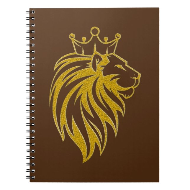 Carnet Lion Avec Couronne - Style Or 2 (Devant)