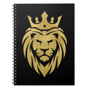 Carnet Lion Avec Couronne - Style Or 3