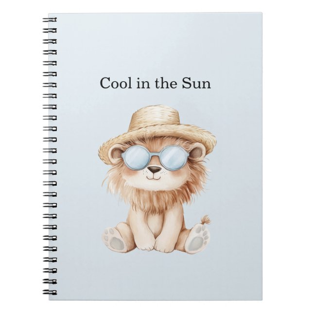 Carnet Lion Cool en Lunettes de Soleil de Plage Chapeau (Devant)