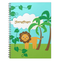 Lion dans la jungle avec des palmiers
