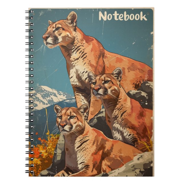 Carnet Lion de Cougars Mountain vintage (Devant)