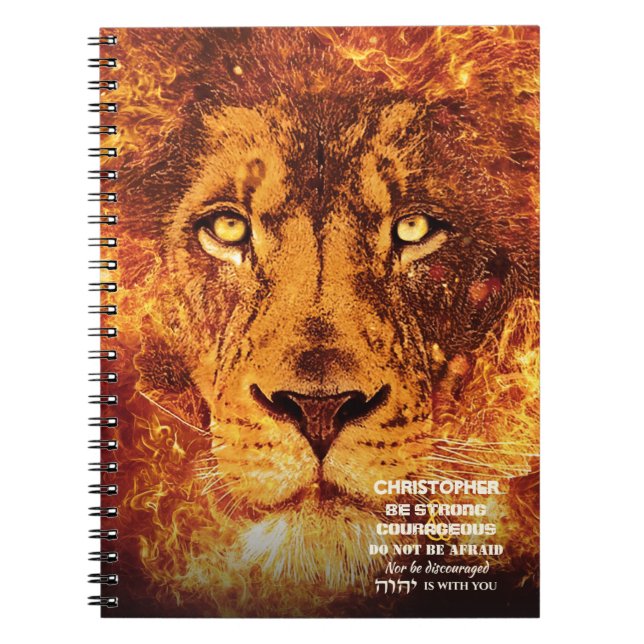 Carnet Lion d'or flammé de Juda nommé Citation de la Bibl (Devant)