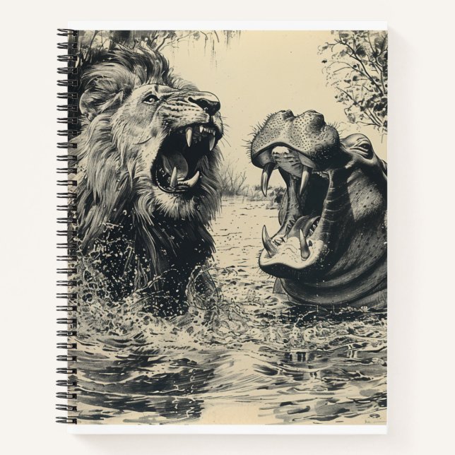 Carnet Lion et combat hippo (Devant)
