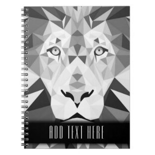 Carnet Lion géométrique argenté avec texte personnalisé