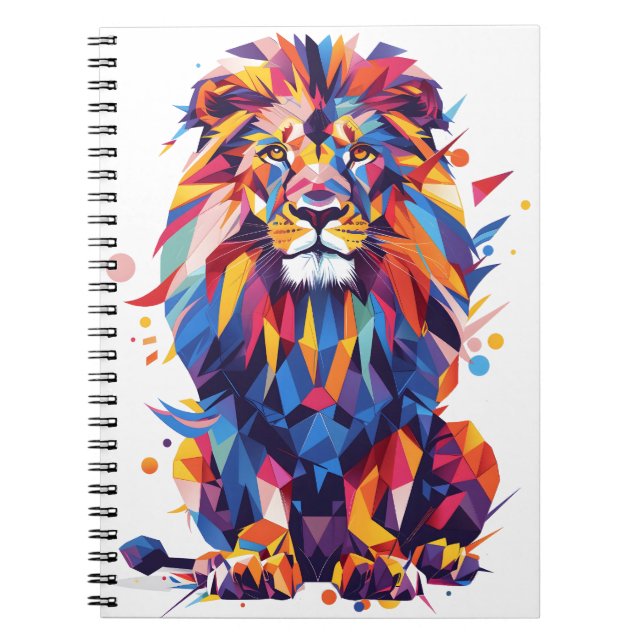 Carnet Lion géométrique coloré (Devant)