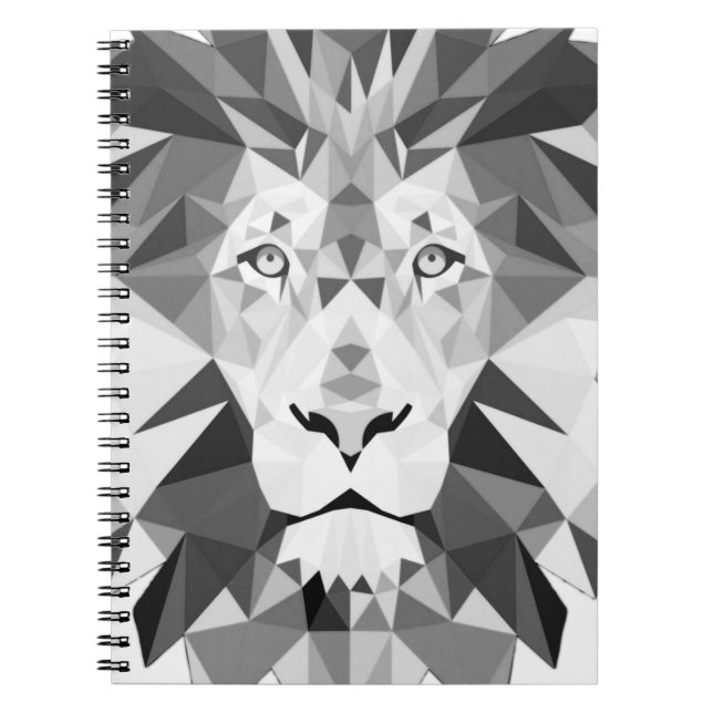 Carnet Lion Géométrique Noir et Blanc (Devant)