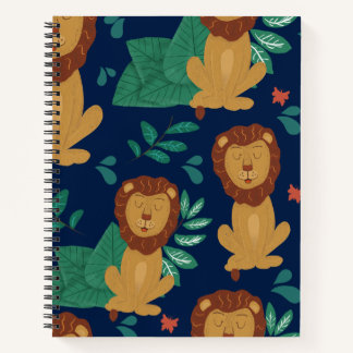 Carnet Lion illustré motif fantaisiste dessiné à la main 