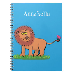 Carnet Lion joyeux avec dessin animé de papillon