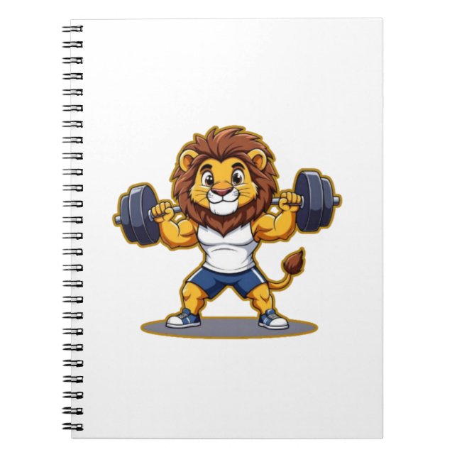 Carnet Lion Lifting Light Weights – Cute Gym Animal Illus (Devant)
