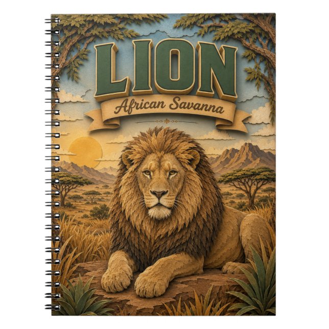 Carnet Lion Savane Africaine POPCUT (Devant)