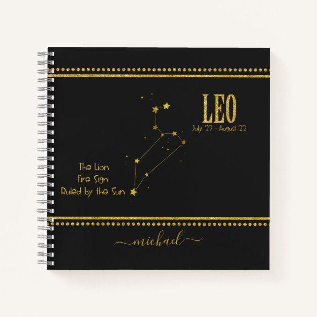 Carnet Lion Star Zodiac Sign (Devant)