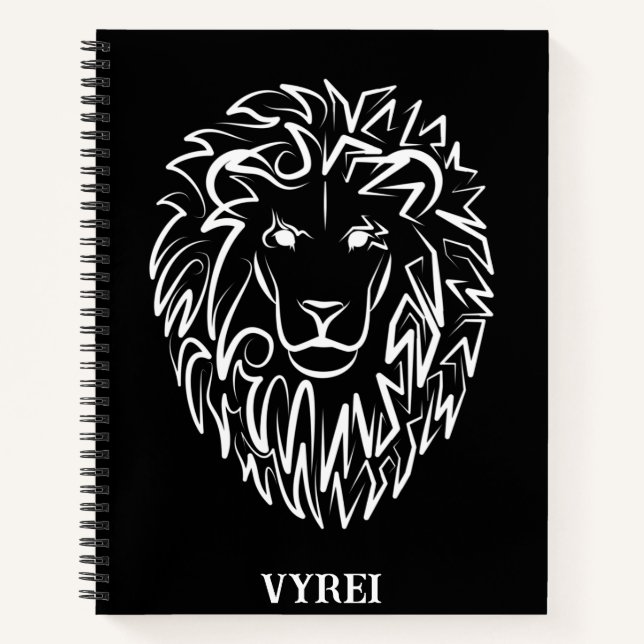 Carnet Lion tribal noir et blanc (Devant)