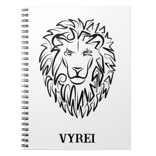 Carnet Lion tribal noir et blanc (Devant)