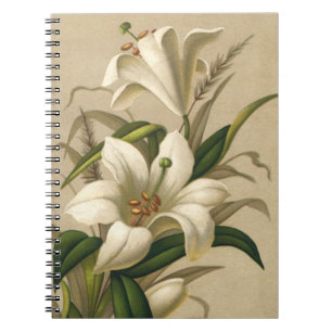 Carnet Lis de Pâques vintage, fleurs victoriennes en fleu