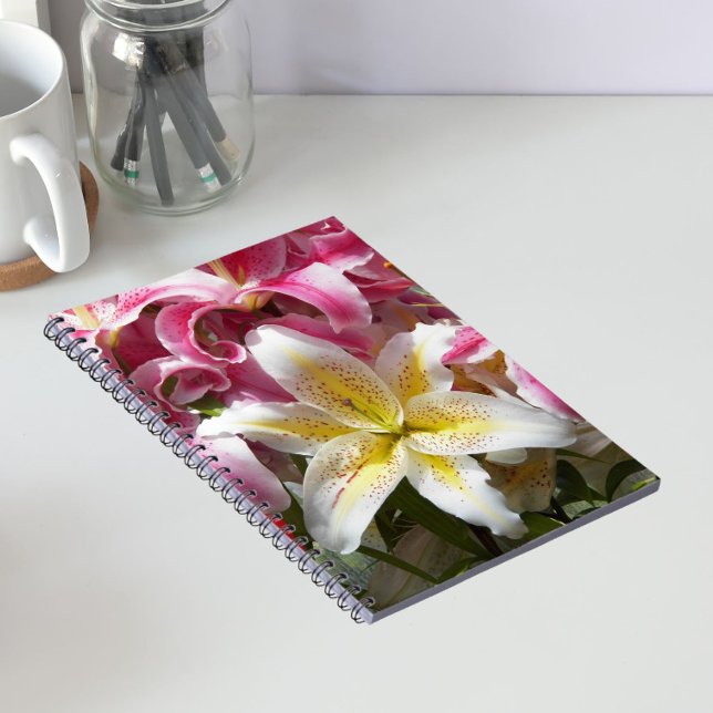 Carnet Lis floraux lys orientaux roses et blancs (In Situ)