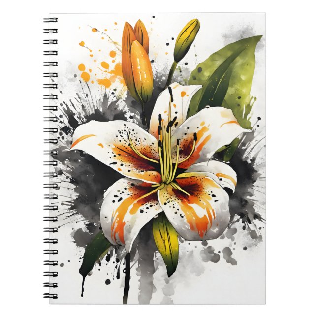 Carnet Lis tigré - Fleurs aquarelle (Devant)