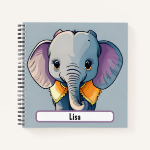 Carnet Lisa l'éléphant bébé, avec Nametag personnalisé!