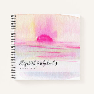 Carnet Liste de BUCKET de coucher de soleil rose illustré