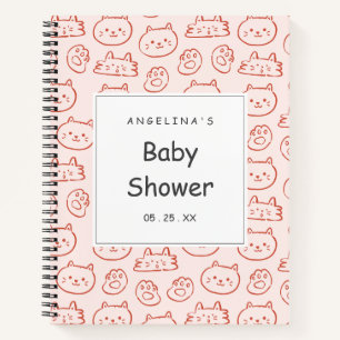 Carnet Liste de cadeaux de Baby shower visage de chat Whi