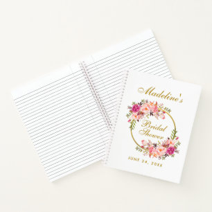 Carnet Liste de cadeaux de Fête des mariées de fleurs ros