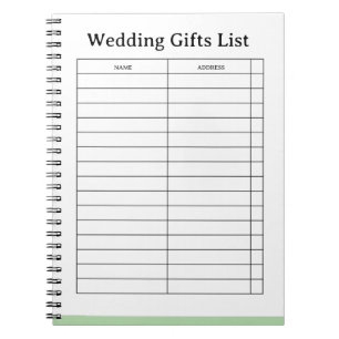 Carnet liste de cadeaux de mariage 
