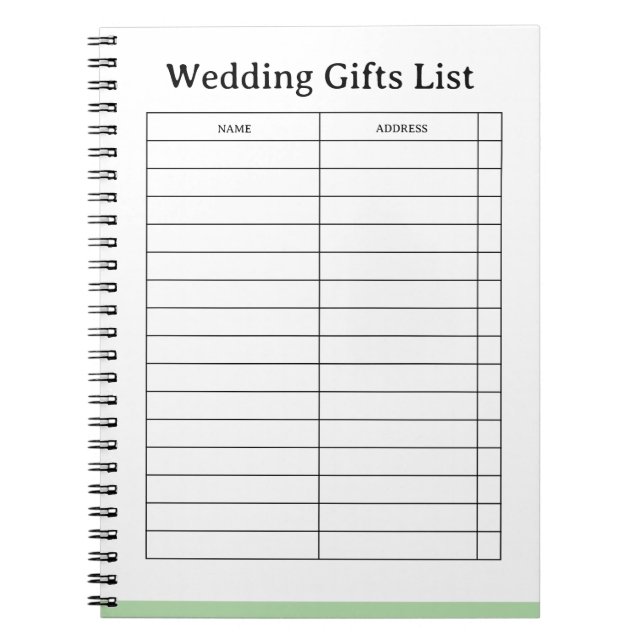 Carnet liste de cadeaux de mariage  (Devant)