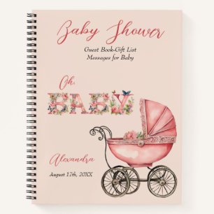 Carnet Liste de cadeaux d'invités Baby Carriage Girl Baby