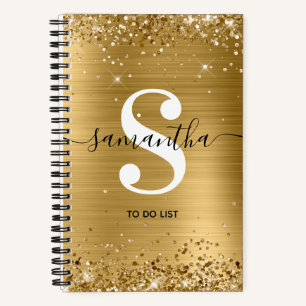 Carnet Liste de choses à faire avec monogramme en feuille