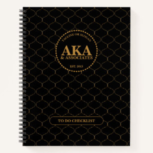 Carnet Liste de contrôle des treillis d'or noir Monogramm