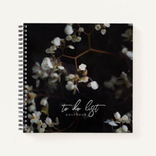 Carnet Liste de tâches florale sombre élégante et lunatiq