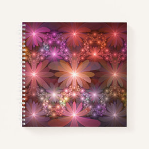 Carnet Lit De Fleurs Coloré brillant Abstrait Fractage Ar