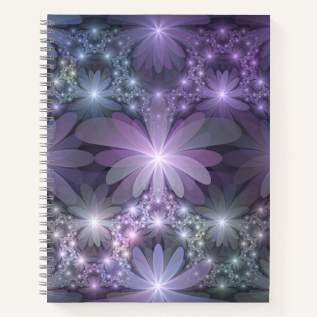 Carnet Lit de fleurs tendance brillant art fractal abstra (Devant)