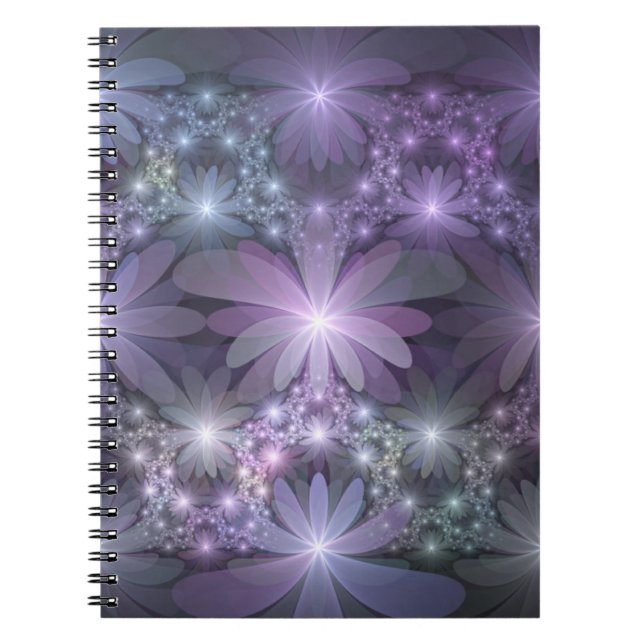Carnet Lit de fleurs tendance brillant art fractal abstra (Devant)