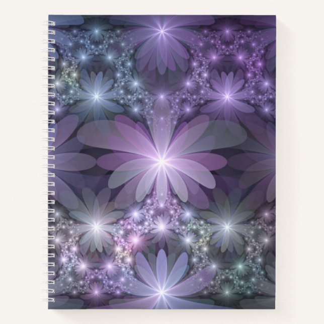 Carnet Lit de fleurs tendance brillant art fractal abstra (Devant)