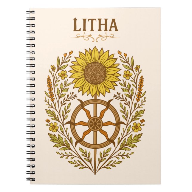Carnet Litha Tournesol Roue Solstice d'été Céleste  (Devant)