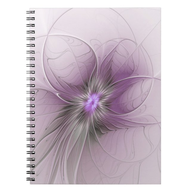 Carnet Little Beauty Modern Mauve Gray Fractal Art Flower (Devant)