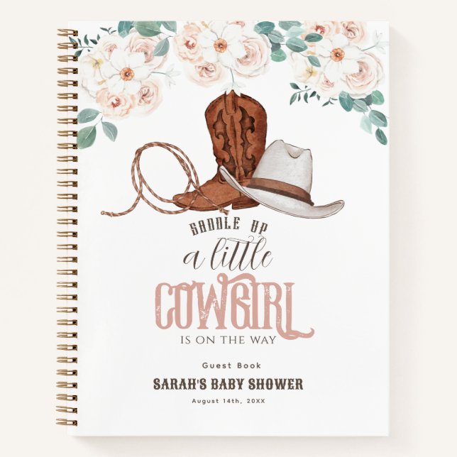 Carnet Little Cowgirl Floral Baby Shower Guest Book (Devant)