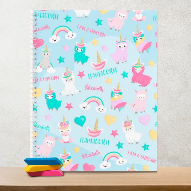 Carnet Little Girl Cute Llamacorn Pastel Motif (Créateur téléchargé)