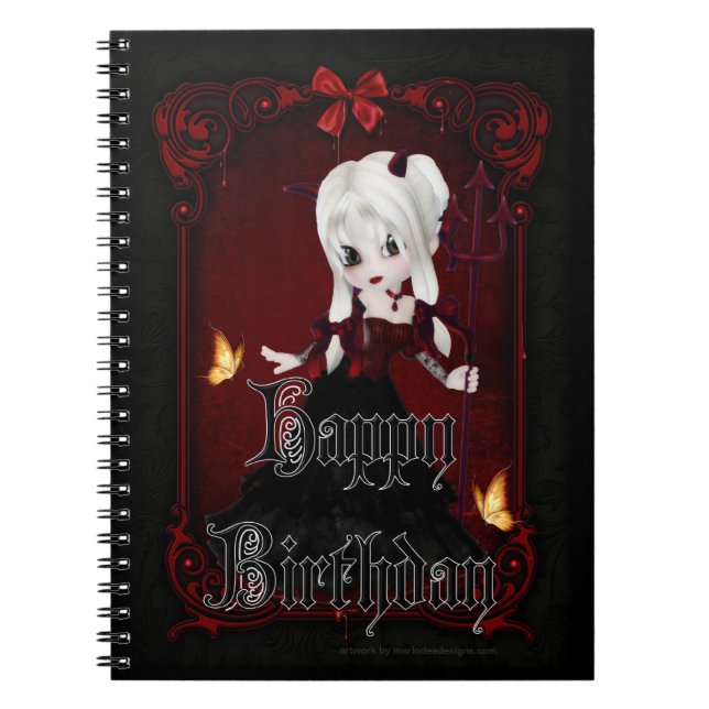 Carnet Little Goth Devil Girl Joyeux Anniversaire Note Li (Devant)