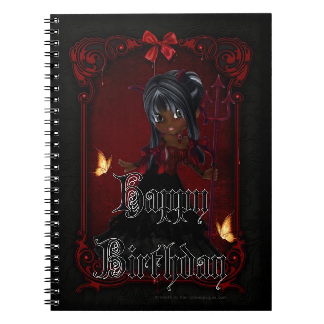 Carnet Little Goth Devil Girl Joyeux Anniversaire Note Li (Devant)
