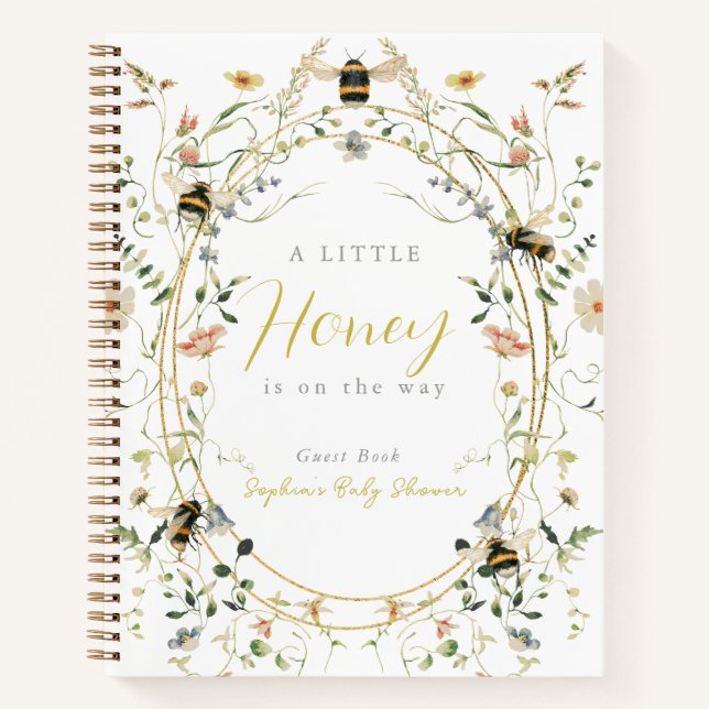 Carnet Little Honey Wildflower Bee Baby Shower Guest Book (Devant)