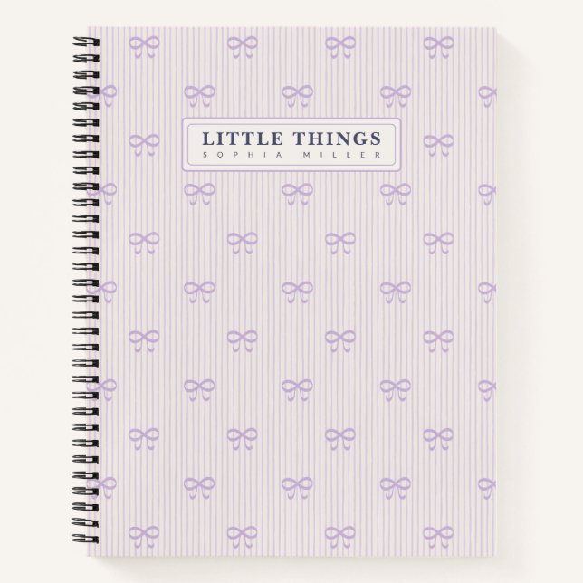 Carnet Little Things Personalized Coquette Bows Lilac (Devant)