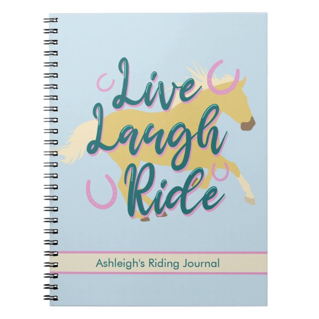 Carnet Live Laugh Ride - Turquoise + Palomino Équitation (Devant)