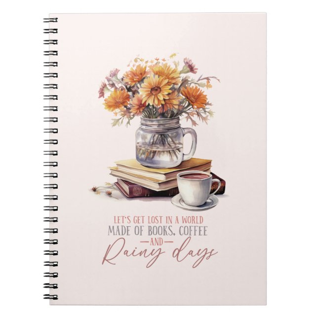 Carnet Livres, café et jours pluvieux (Devant)