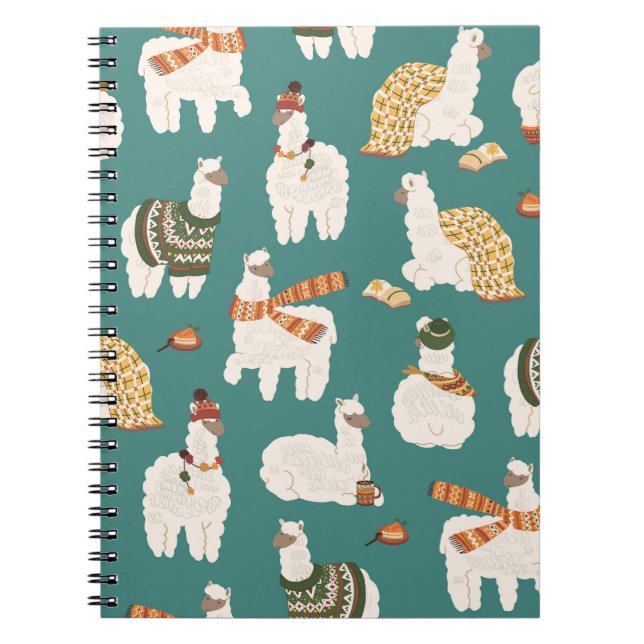 Carnet Llama Alpaca Sweater Motif sans couture. (Devant)
