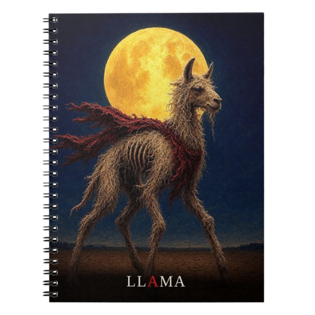 Carnet Llama Écharpe Rouge gothique Surréaliste (Devant)