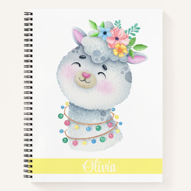 Carnet Llama personnalisé mignon (Devant)