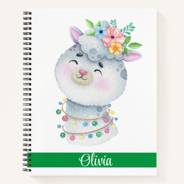 Carnet Llama personnalisé mignon (Devant)